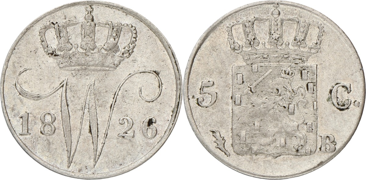 5 Cent. Willem I. 1826 B. XF
