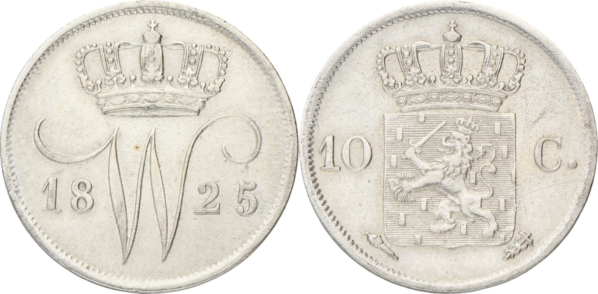 10 Cent. Willem I. 1825 U. XF +