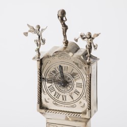 Miniatuur staand horloge, J. Weeda, Haarlem 1974, zilver