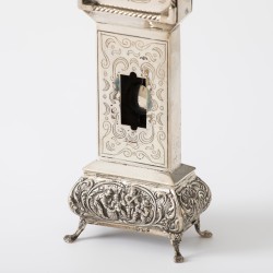 Miniatuur staand horloge, J. Weeda, Haarlem 1974, zilver