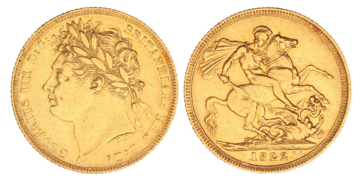 Great Britain. George IV. Sovereign. 1822.