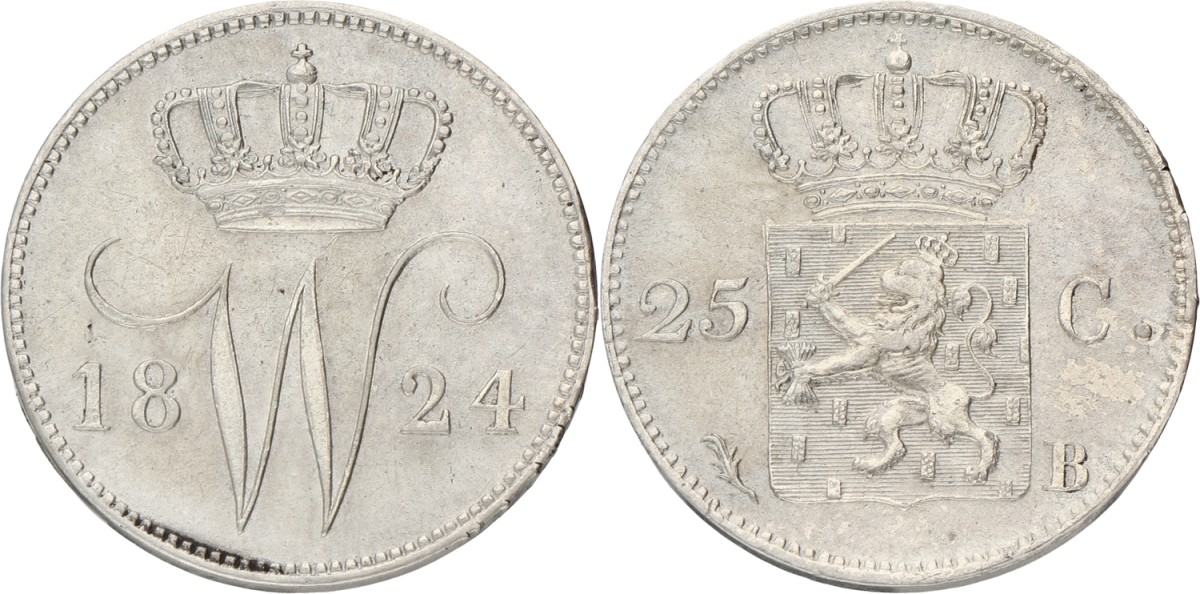 25 Cent. Willem I. 1824 B. XF