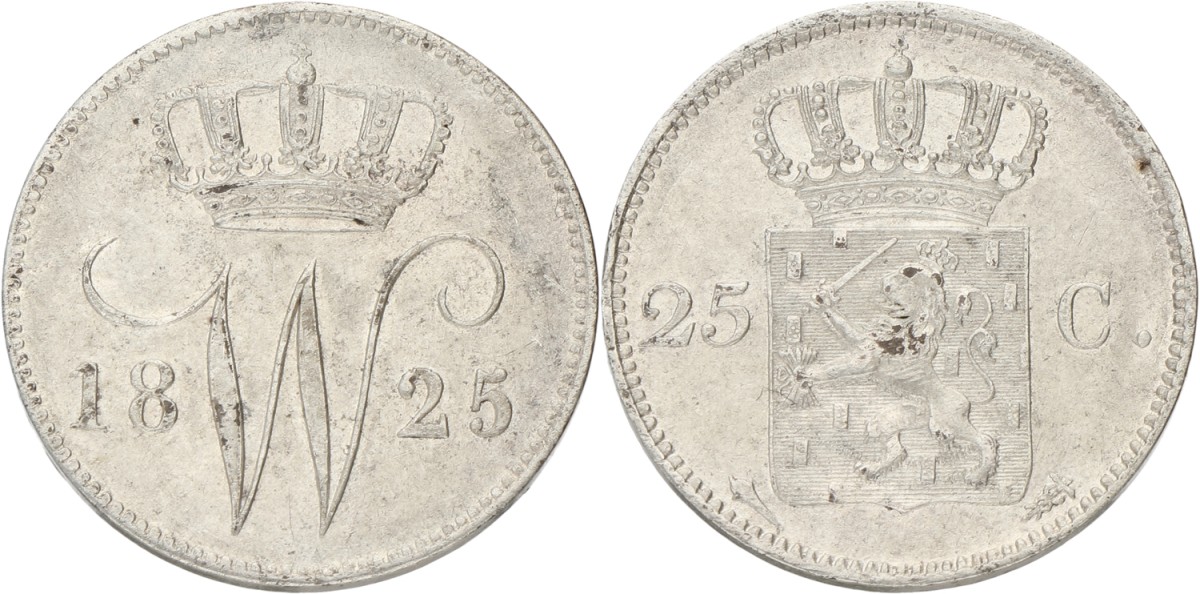 25 Cent. Willem I. 1825 u. XF