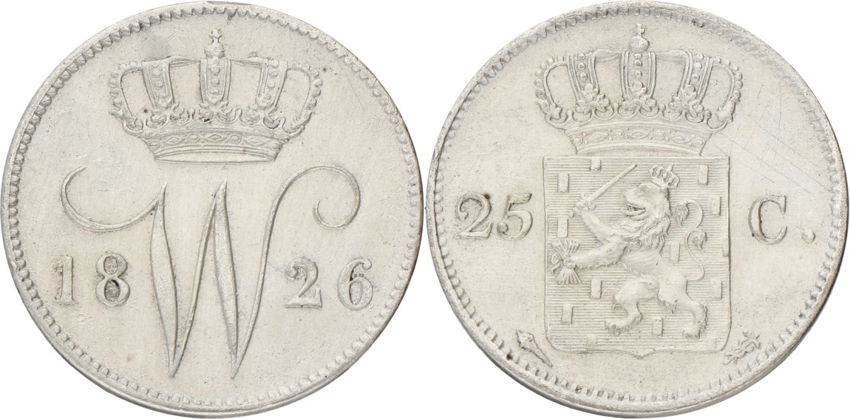 25 Cent. Willem I. 1826 U. XF +