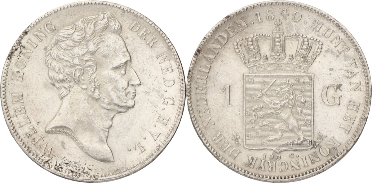 1 Gulden. Willem I. 1840. XF +