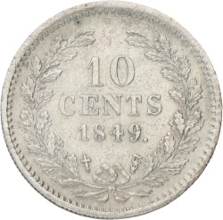 10 Cent. Willem II. 1849 With dot. XF +