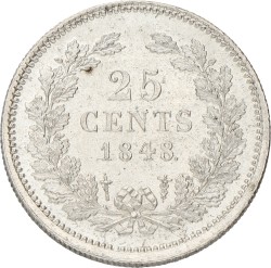 25 Cent. Willem II. 1848 With Dot. UNC.