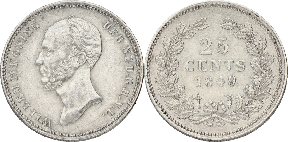 25 Cent. Willem II. 1849. XF -