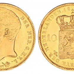 10 Gulden goud '★ vlak naast Y' op rand Willem I 1840. Prachtig / FDC (opgewreven).