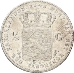 ½ Gulden. Willem II. 1848. VF / XF