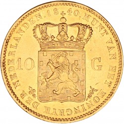 10 Gulden goud '★ vlak naast Y' op rand Willem I 1840. Prachtig / FDC (opgewreven).