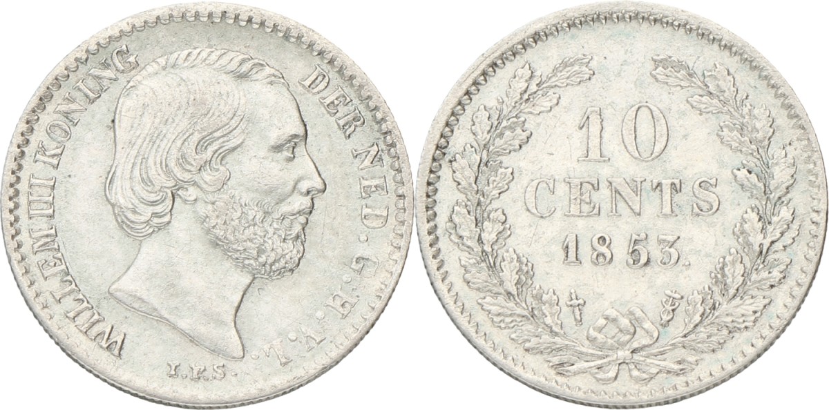 10 Cent. Willem III. 1853. XF +