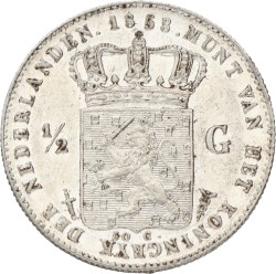 ½ Gulden. Willem III. 1858. XF +.