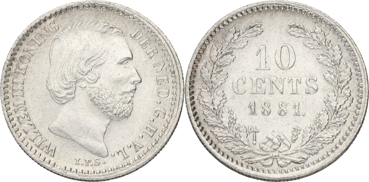 10 Cent. Willem III. 1881. XF +