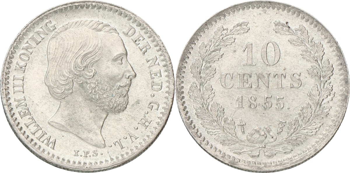10 Cent. Willem III. 1855. AUnc