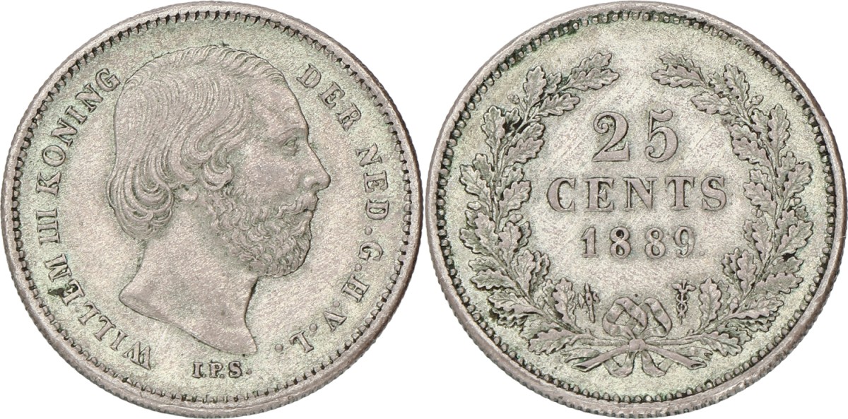 25 Cent. Willem III. 1889. XF +