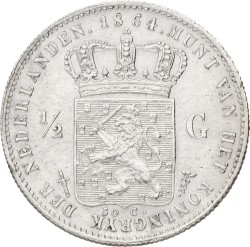 ½ Gulden. Willem III. 1864. XF