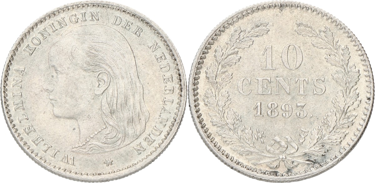 10 Cent. Wilhelmina. 1893. AUnc