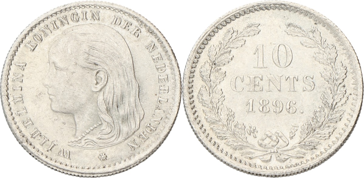 10 Cent. Wilhelmina. 1896. AUnc