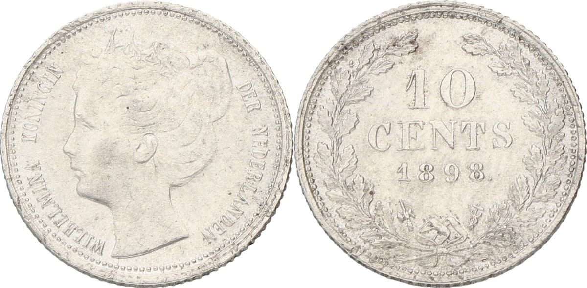 10 Cent. Wilhelmina. 1898. XF +.