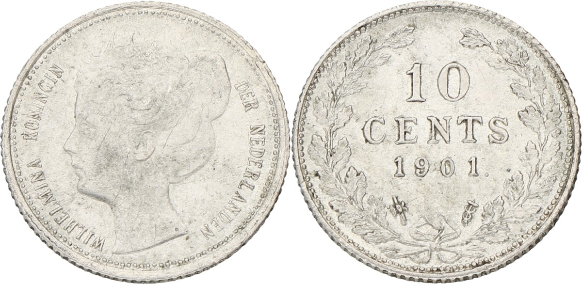 10 Cent. Wilhelmina. 1901. XF -