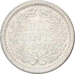 10 Cent. Wilhelmina. 1910. UNC