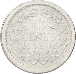 10 Cent. Wilhelmina. 1911. AUnc