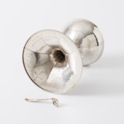 Art Deco miskelk in doos, België ca. 1940, zilver