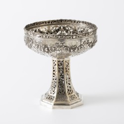 Fruittazza / pronkschaal 'Rose', Duitsland ca. 1925, zilver