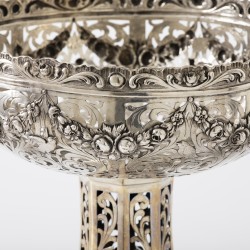 Fruittazza / pronkschaal 'Rose', Duitsland ca. 1925, zilver