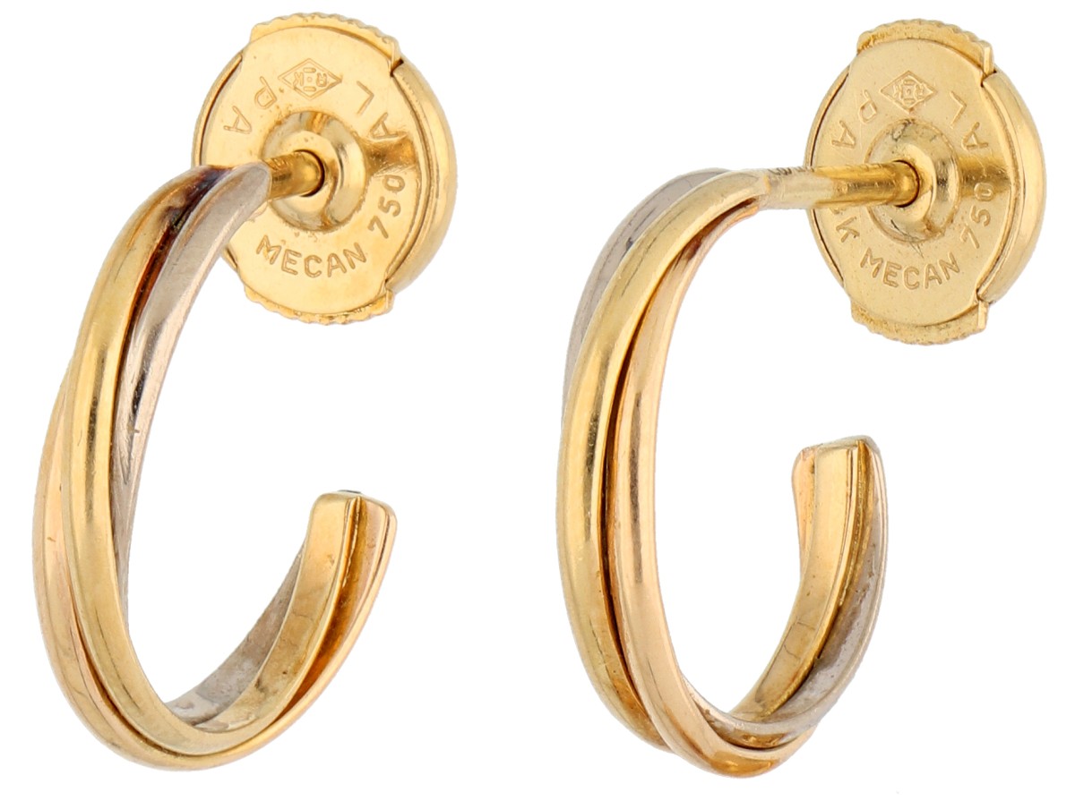 Cartier 18K tricolor gouden 'Trinity' halve creolen 