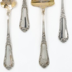 Art Nouveau hors d`oeuvre set (4), Wolfers frères voor A. Bonebakker & Zoon, Brussel / Amsterdam ca. 1900, zilver