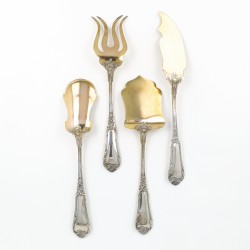 Art Nouveau hors d`oeuvre set (4), Wolfers frères voor A. Bonebakker & Zoon, Brussel / Amsterdam ca. 1900, zilver
