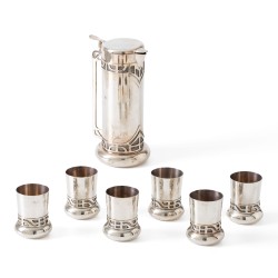 Jugendstil drinkservies (7), Krakau, Polen ca. 1970, zilver