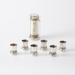 Jugendstil drinkservies (7), Krakau, Polen ca. 1970, zilver