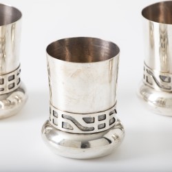 Jugendstil drinkservies (7), Krakau, Polen ca. 1970, zilver