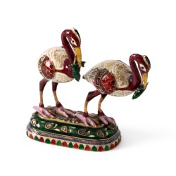 Miniatuur kraanvogels goud met diamanten en emaillen