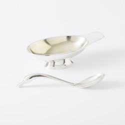 Art Deco "Swan'' sausboot met lepel, A. Cesa, Alessandria ca. 1945/50, zilver