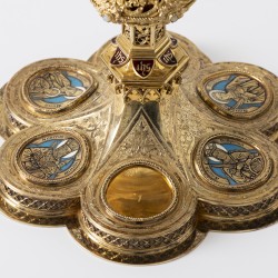 Miskelk met emaillen decor, A. Witte, Aken 1908, zilver