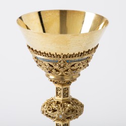 Miskelk met emaillen decor, A. Witte, Aken 1908, zilver