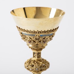 Miskelk met emaillen decor, A. Witte, Aken 1908, zilver