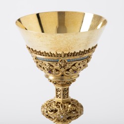 Miskelk met emaillen decor, A. Witte, Aken 1908, zilver
