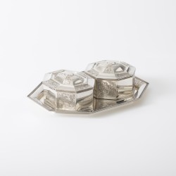 Biedermeier koektrommel set (3), Hendrikus Simon de Leeuw, 's-Hertogenbosch 1849/1852, zilver