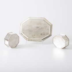 Biedermeier koektrommel set (3), Hendrikus Simon de Leeuw, 's-Hertogenbosch 1849/1852, zilver