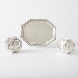 Biedermeier koektrommel set (3), Hendrikus Simon de Leeuw, 's-Hertogenbosch 1849/1852, zilver
