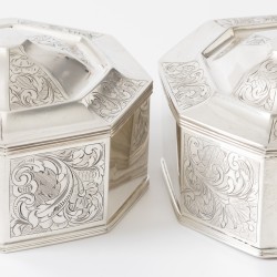 Biedermeier koektrommel set (3), Hendrikus Simon de Leeuw, 's-Hertogenbosch 1849/1852, zilver