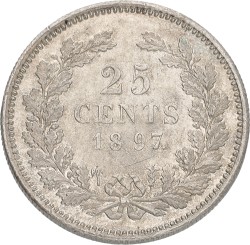 25 Cent. Wilhelmina. 1897. XF -