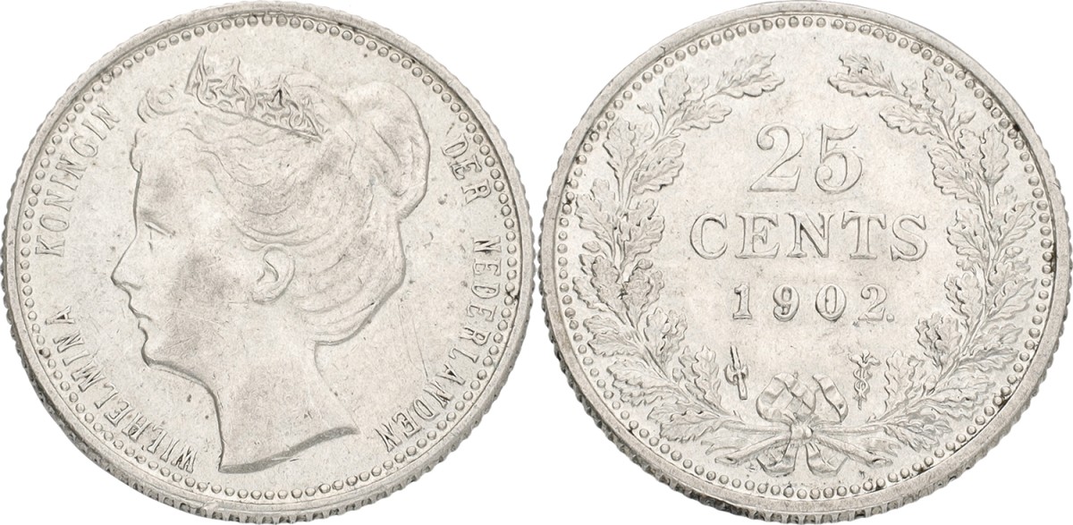 25 Cent. Wilhelmina. 1902/01. AUnc.