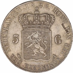 3 Gulden Willem I 1820 U. Zeer fraai +.