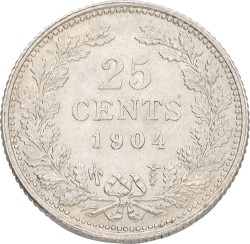 25 Cent. Wilhelmina. 1904. XF +
